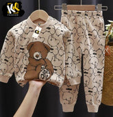 beautiful bear printed  kids suit